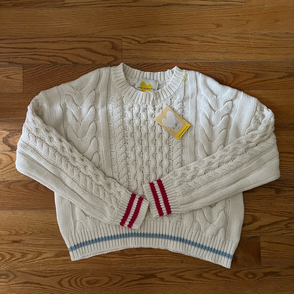 Kerri Rosenthal Cotton and Cashmere Cable Sydney Fisherman sweater. NWT. Large